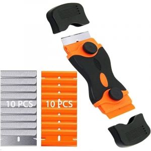 Grattoir pour Plaque Vitroc&eacute;ramiqu + 20 Lames, Grattoir &agrave; Verre Polyvalent Grattoir Plaque Vitroc&eacute;ramique pour Vitres/Miroir/Sol Nettoyage-LIAIKI