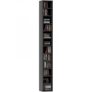Rangements pour CD et DVD - HOMCOM - meuble colonne de rangement - 12 compartiments - capacit&eacute; max. 204 CD - 21x20x175cm - noir