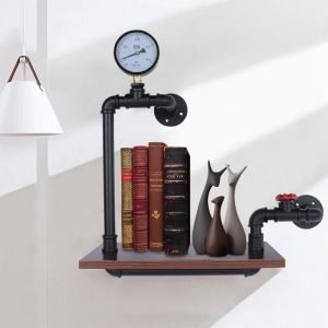 Gojoy - Support de tuyau industriel à suspendre pour livres, étagère murale, étagère de rangement, étagère de rangement vintage, étagère industrielle