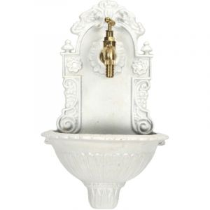 Fontaine murale de jardin en fonte avec robinet doré rétro