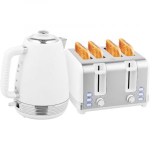 Ensemble cafeti&egrave;re et grille-pain, cafeti&egrave;re 1,7 L en acier inoxydable (2 200 W) et grille-pain 4 tranches, blanc