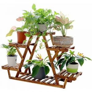 UNHO Étagère Fleurs en Bois Echelle Porte Pot de Plantes Fleurs Jardinière Decoration Jardin Terrasse Balcon