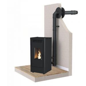 PACK Po&ecirc;le &agrave; granul&eacute;s silencieux &eacute;tanche fonte BR9 + Kit ventouse Dinak Sans module wifi - Sans KIT de canalisation - Sans kit thermostat - Sans