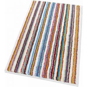 Emmevi Mv S.p.a. - Tapis de Salle de Bain Tapis de Chambre Pur Coton Doux Lavable Ray&eacute; Blanc - 55x120 cm