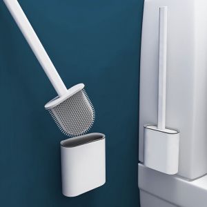 Brosse de Toilette, Brosse WC , Suspendu Brosse de Toilette en Silicone, Brosse de Toilette Brosse WC en Silicone et Support, avec Base de Filtre &agrave;