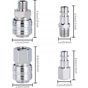 10 raccords pour compresseur 1/4" BSP &agrave; raccord rapide, coupleur pneumatique europ&eacute;en, kit de coupleur d'air, accessoire pour compresseur, tuyau