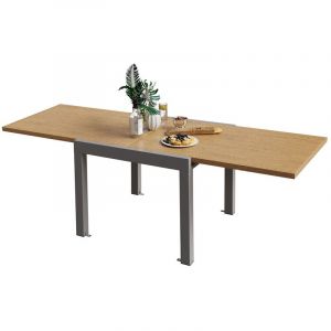 Table de jardin pliante Devoko plateau en aluminium massif, dimensions : 80-160 x 80 x 75 cm, gris clair