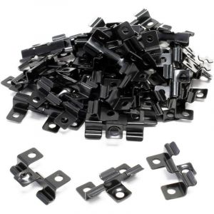 Lot de 100 Clips en Acier fin &ndash; Noir &ndash; 40 x 24 x 6 mm &ndash; Hauteur de serrage 6 mm &ndash; Montage des planchers lames dalles terrasse, fixation invisible