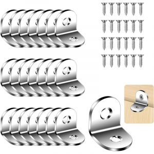 Lot de 30 Equerre d'assemblage, Équerre de Fixation en Forme de L, Equerre Angle Droit Support en Métal, Équerre de Coin Acier Inoxydable pour