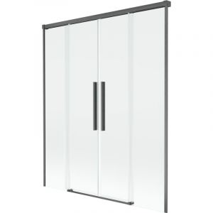 Mexen Rox pare-douche &agrave; deux battants coulissant 150 x 150 cm, transparent, gris canon bross&eacute; - 8C9-150-002-66-00