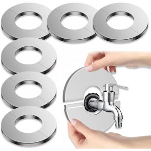 Cache Tuyau Radiateur Acier Inoxydable 6 Pi&egrave;ces Rosace de Robinetterie Cache Mitigeur Rosace De Robinet en Acier Inoxydable, Split Cache Tuyau