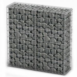 Design In - Panier de gabion,Mur en gabion avec couvercle Fil galvanis&eacute; 100x100x30 cm CFW12431