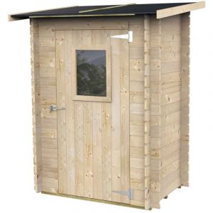 Abri de Jardin Adossé Bh19 Hobby Monofalda 146x98 en Bois d’épicéa naturel 19 mm avec porte simple et fenêtre, toit et plancher OSB3, montage facile,