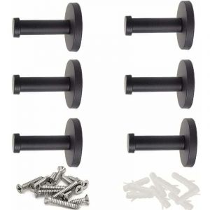 Patere Noire 6 Pi&egrave;ces Crochet Mural en Acier Inoxydable Porte Serviette Salle de Bain Noir Crochet de Manteau Porte Serviette Salle de Bain Mural