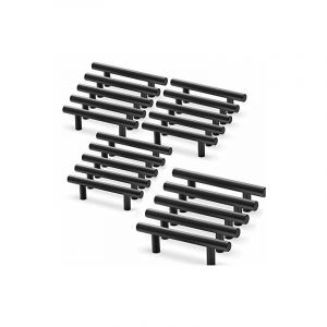 Ersandy - 20pcs Poignee Meuble noir Poignée de Meuble Cuisine noir t Poignées Placard Tiroir Noir Entraxe 64mm
