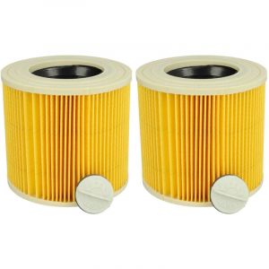 Vhbw - Lot de 2x filtres à cartouche compatible avec Kärcher a 2654 Me, a 2656 x Plus aspirateur à sec ou humide - Filtre plissé, jaune