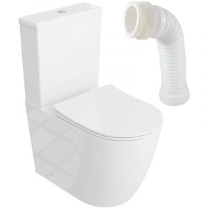 Lavita Nautilius White WC &agrave; poser compact sans bride Pack WC compact complet 3/6l + connecteur WC