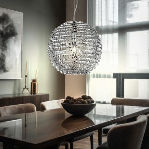 Suspension boules lumineuses boule lumineuse chrome design suspension, m&eacute;tal, 1x led 11W 1055Lm blanc chaud, DxH 30x150 cm
