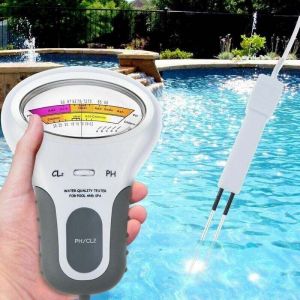 ZVD - Testeur électronique de qualité d'eau pour piscine, mesurant le pH et la teneur en chlore, avec câble de 13 cm.-