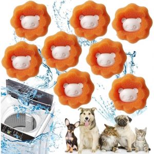 Anti Poil Machine &agrave; Laver, Boule Anti Poil, Balle de Lavage R&eacute;utilisable, Attrape Poils Machine a Laver pour V&ecirc;tements et la Literie (Orange)