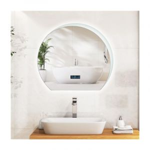Miroir Mural Demi-Lune pour Salle de Bain, Cadre en Aluminium, Miroir de Maquillage avec Verre Anti-Éclats hd pour Salle de Bain, Chambre,60x53x3cm