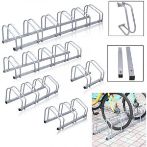 Râtelier Vélos en Acier pour 2-6 Vélos, Fixation au sol, Antirouille et peu Encombrant, Ratelier Familial - 5 Vélos