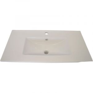 [JAMAIS UTILISE] Plan Vasque Lavabo C&eacute;ramique &agrave; Encastrer COLLIN ARREDO 80cm rectangulaire Blanc - PV080039
