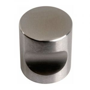 Bouton encoche inox satin&eacute; - M&eacute;taux Ouvr&eacute;s d&eacute;cor&eacute;s - Diam&egrave;tre 25 mm
