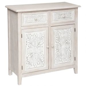 Buffet meuble de rangement 2 portes et 2 tiroirs - Longueur 80 x Profondeur 34 x Hauteur 85 cm