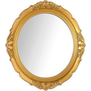 Jusch - Miroir mural décoratif vintage à suspendre pour chambre à coucher, salon, commode, 33 x 37cm (doré)