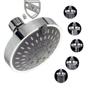 Pommeau de douche chrom&eacute; orientable, Pomme de douche pluie ronde en acier t&ecirc;te de douche miroir face，..