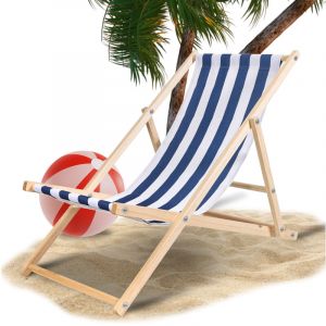 TolleTour Chilienne de jardin Chaise longue pliante Confortable Balcon Bois Chaise longue 120 kg Bleu