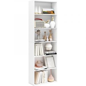 COSTWAY Biblioth&egrave;que, &Eacute;tag&egrave;re Ouverte 6 Niveaux, Range-Livres au Sol, 178 cm de Haut, 2 Kits Anti-basculement, Meuble Case de Rangement, pour Salon,