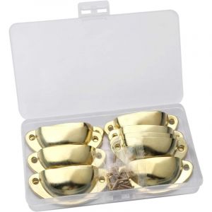 12 pi&egrave;ces Poign&eacute;es de meuble, Poign&eacute;es de coquillage dor&eacute;es, Poign&eacute;es d&rsquo;armoire vintage avec 24 vis, Poign&eacute;es de tiroir en m&eacute;tal pour armoire, meubles