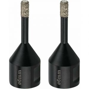 Forets &agrave; Carrelage 6 mm M14 Foret Diamant Carrelage Gr&egrave;s C&eacute;rame Marbre - Scie cloche Diamant, 2x Forets Tr&eacute;pan Diamant &agrave; sec pour Meuleuse d'angle