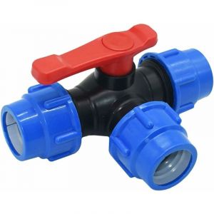 Aougo - Vanne à Bille D'arrêt,32mm Robinet à Tournant Sphérique à Trois Voies à Connexion Rapide pvc pe Tuyau à Interrupteur Rapide Connecteur en t