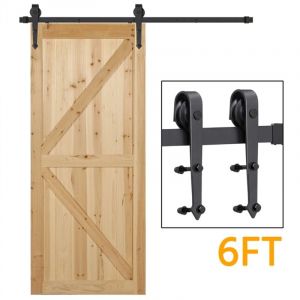 Yaheetech - 6FT/183cm Quincaillerie Kit de Porte Coulissante Rail Porte Suspendu Système de Porte Coulissante Hardware Complet Ensemble Industriel