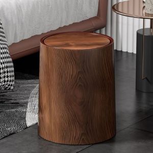 Poubelle Double Style Chinois R&eacute;tro Effet Bois - 12L Grande Capacit&eacute; Poubelle pour Salon Cuisine Int&eacute;rieur Maison 2025 Nouveau Mod&egrave;le-KINZON