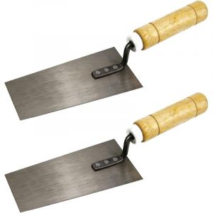 Truelle Trapézoïdale Acier Inoxydable 2Pièces Truelle à Lisser avec Manche en Bois Indispensable Truelle à Plâtre Spatule à Plâtre Indispensable