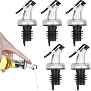10Pcs Bec Verseur Bouchon Alcool Bouteille Becs Verseur Huile d'olive avec Bouchon en Caoutchouc Distributeur De Bec De Vin Bouchon Doseur Argent