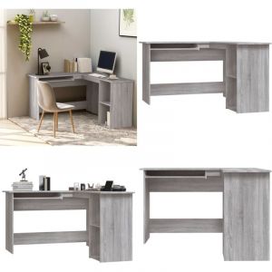 Bureau d'angle sonoma gris 120x140x75 cm bois d'ingénierie - Bureau D'angle - Bureau Moderne - Bureau Informatique - Bureau Design - Meuble De Bureau