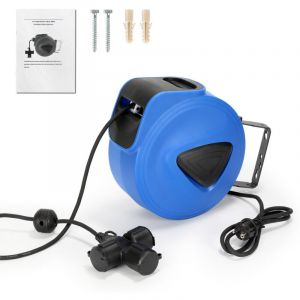 Randaco Enrouleur &eacute;lectrique automatique pivotable 180&deg; fixation murale rallonge &eacute;lectrique enrouleur c&acirc;ble automatique 20 m B