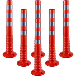 VEVOR Poteau de Signalisation 6PCs, Poteau de Delimitation 75 cm de Haut, Cone de Signalisation en PU avec Base et Bandes Reflechissantes, pour