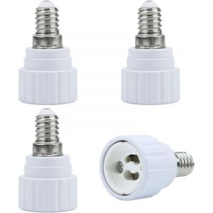 Adaptateur de culot de lampe E14 vers GU10 en BLANC - 4x adaptateurs de lampe pour reformater une lampe GU10 vers un culot E14 - Set de 4