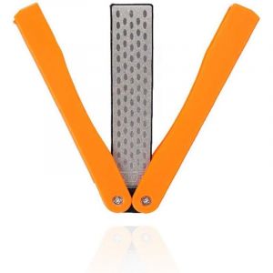 Grit Pierre &agrave; Aiguiser Diamant Double Face Aiguiseur de Couteau Pliante Pierre &agrave; Aiguiser de Poche pour L'outil D'aff&ucirc;tage de Cuisine Jardin Camping