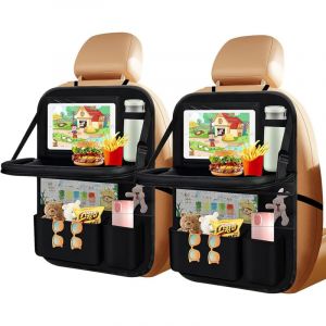 Organisateur de Si&egrave;ge de Voiture, 2 Pi&egrave;ces de Protection de Dossier de Voiture Enfants avec Tablette Pliante, Poche pour Tablette et de Nombreuses