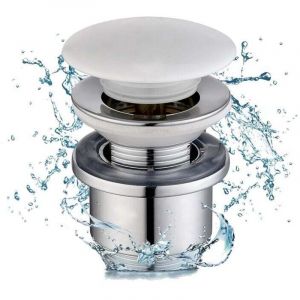 Bonde de Lavabo Bonde Pop-up avec Trop-plein &Eacute;quip&eacute; Panier-filtre Bonde de Vidage en Cuivre Chrom&eacute; Vanne de Vidange Quick-clac