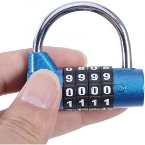 4 chiffres Mot de passe de s&eacute;curit&eacute; Coded Lock Large &agrave; anse Cadenas &agrave; combinaison bagages Armoires Bo&icirc;tes casiers, bleu