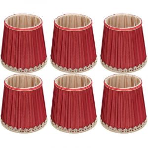 Abat Jour Tissu Rouge Vin Bord Dor&eacute; Pour Lustre Table E14 Applique Murale