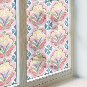 Anti Regard Film pour Fen&ecirc;tre 50x116 cm Coll&eacute;s sur le Verre Adh&eacute;sif Vitrail D&eacute;coratif Protection PVC pour Chambre Cuisine Salle de Bain Motifs floraux